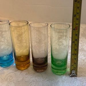 Vintage mid century multicolored shot glasses set of 4